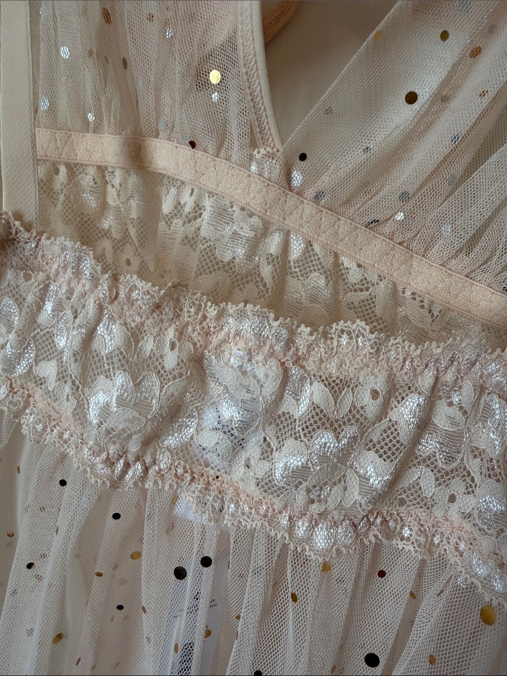 NWT Adore Me Blush Pink Sequin Mesh Chemise with thong, size L - Picture 8 of 8